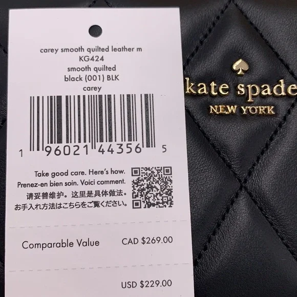 KATE SPADE Carey Medium Compact Bifold Wallet BLACK COLOR - Picture 12 of 15